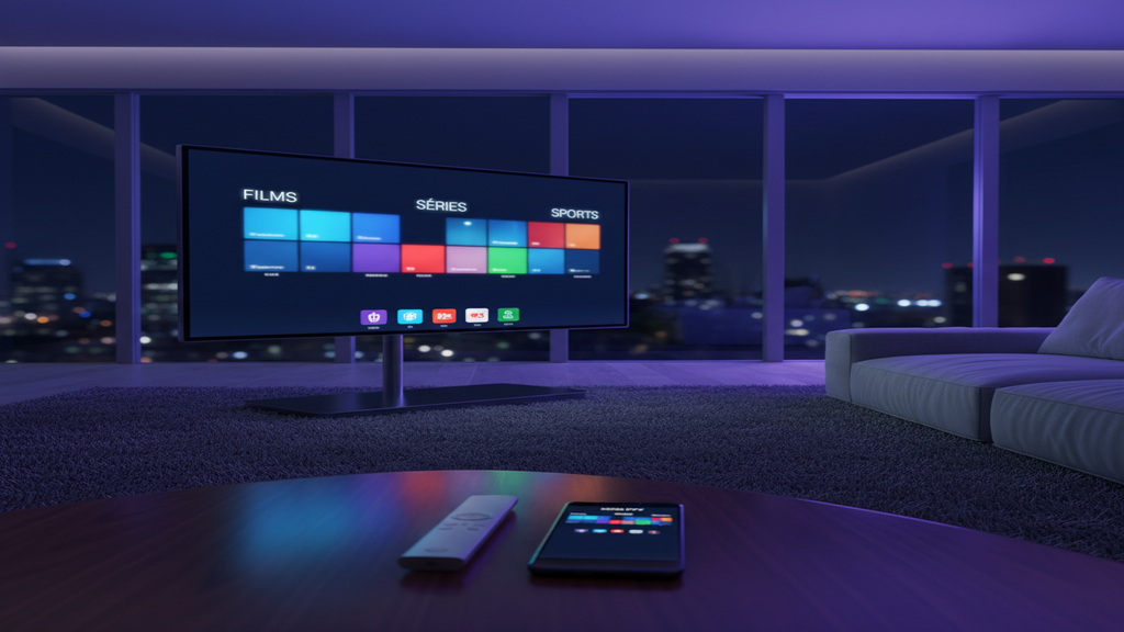 Un écran de télévision affichant une interface pour choisir le meilleur IPTV